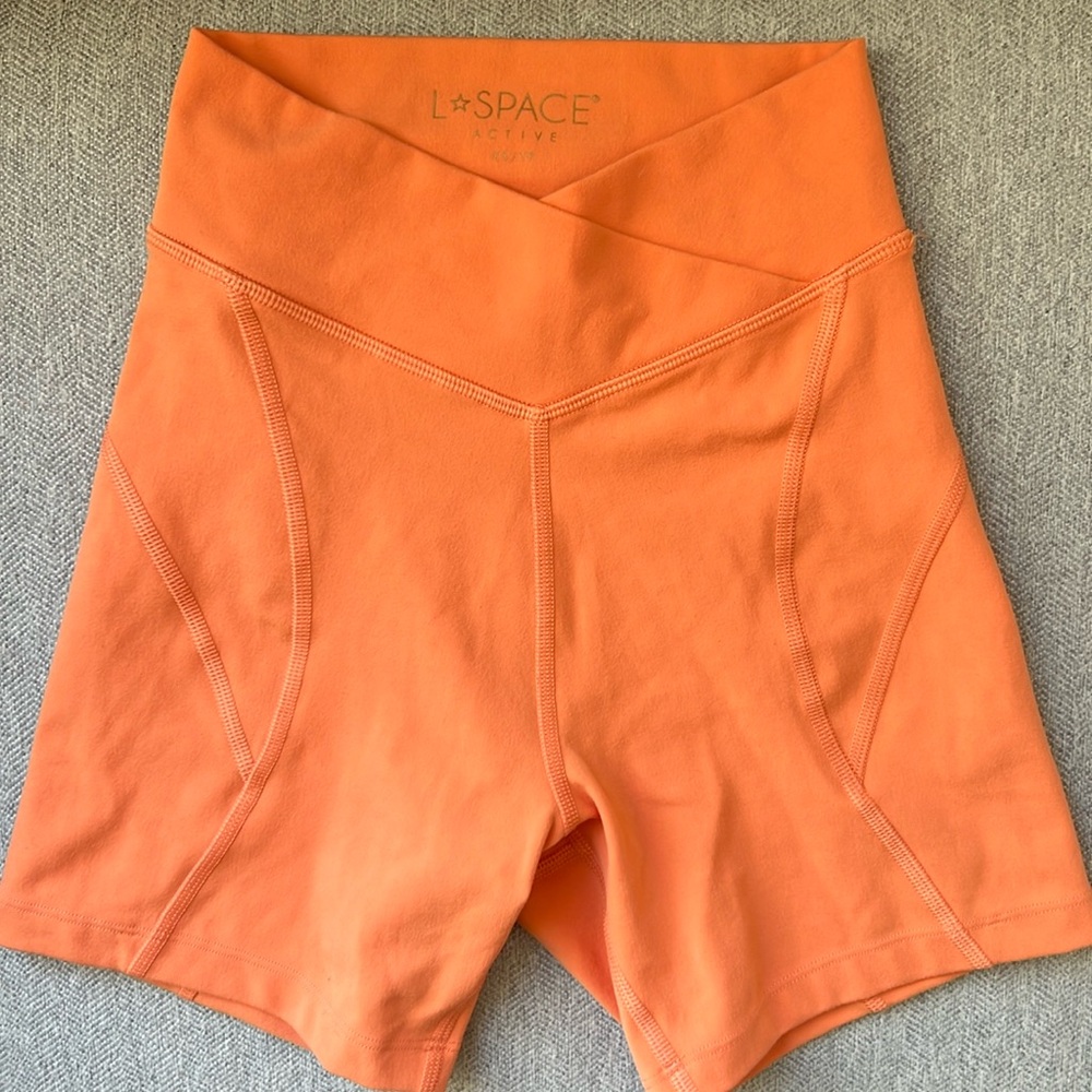 L*Space XS Active Light Orange Active Biker Shorts- WORN ONCE
